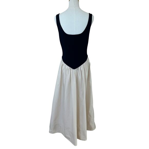 Ronny Kobo Black Cream Fit Flare Midi Dress LARGE Romantic Cotton Designer $410 - Picture 10 of 12